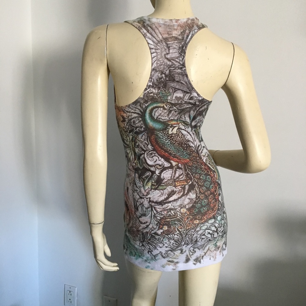 Peacock racerback long tank top - Picture 6 of 8